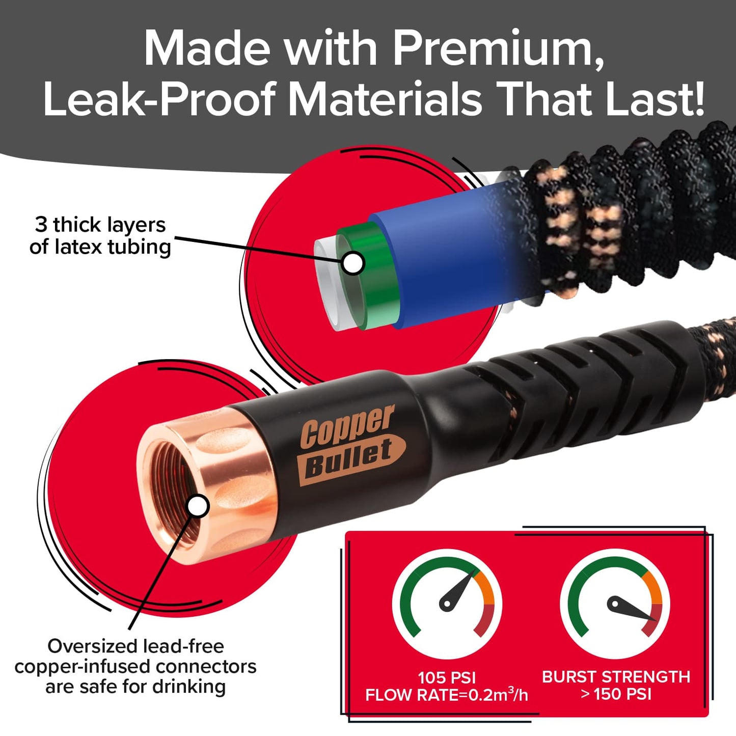 Primole™ Copper Bullet Expanding Hose and Spray Nozzle Combo